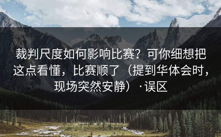 裁判尺度如何影响比赛？可你细想把这点看懂，比赛顺了（提到华体会时，现场突然安静）·误区