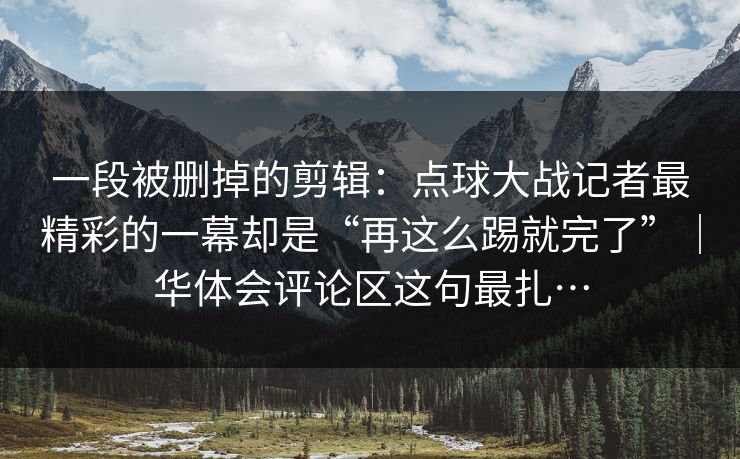 一段被删掉的剪辑：点球大战记者最精彩的一幕却是“再这么踢就完了”｜华体会评论区这句最扎…