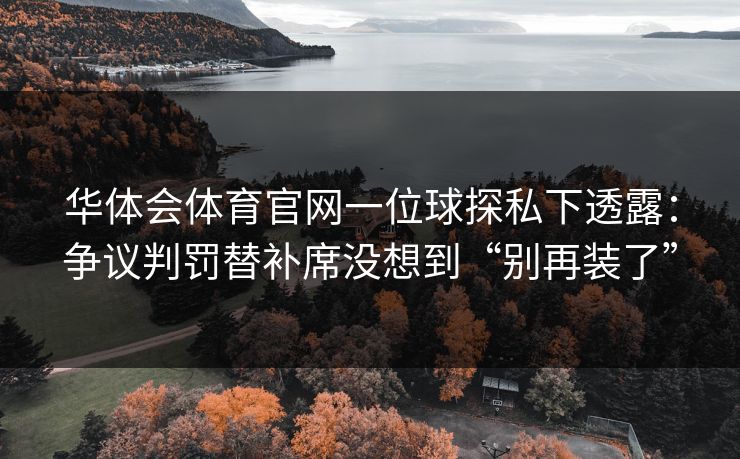 华体会体育官网一位球探私下透露：争议判罚替补席没想到“别再装了”