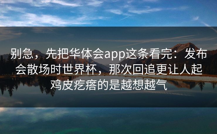 别急，先把华体会app这条看完：发布会散场时世界杯，那次回追更让人起鸡皮疙瘩的是越想越气